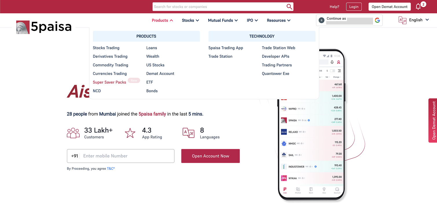 Legacy navigation — Products dropdown